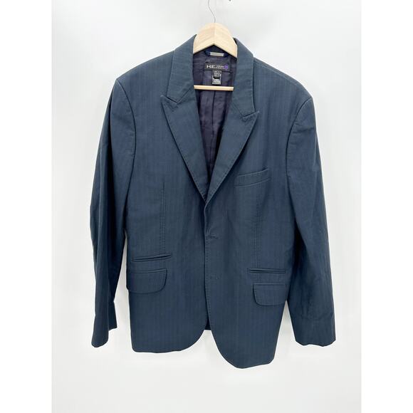 HE Homini Emerito by Mango Navy Blue Notch Lapel Jacket Men's Size Medium M - Picture 1 of 8